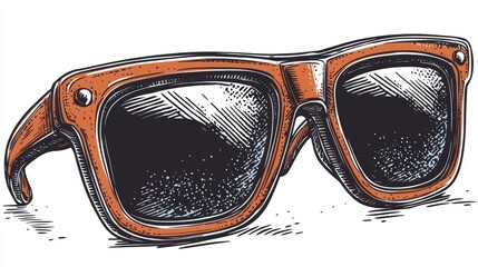 Hand Drawn Sunglasses Illustration  Retro Summer Style  Vintage Eyewear