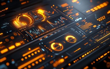 Poster - Detailed 3D rendering of data visualization with sleek graphs and charts, capturing key metrics and trends in an innovative design