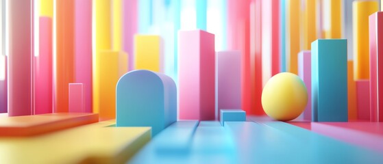 Poster - Eyecatching 3D data visualization featuring colorful graphs and charts, perfect for presentations and reports in a professional setting