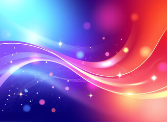 Wall Mural - colorful abstract design with flowing waves and luminous orbs in vibrant shades blending together