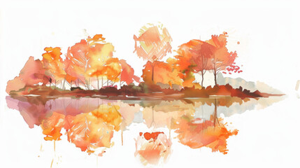 Wall Mural - Autumn forest illustration in watercolor style
