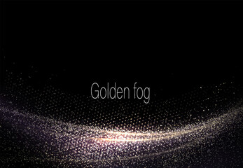 Wall Mural - Design with isolated abstract golden tinsel on black background.