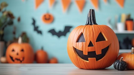 Spooktacular autumn decor embrace the spirit of halloween with festive pumpkins and bats for a whimsical atmosphere