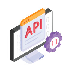 Wall Mural - an isometric icon of api integration