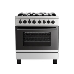 Modern gas stove with oven, white isolated background