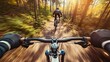 © Berkah - Young man biking through forest.