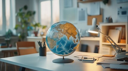 earth globe on table