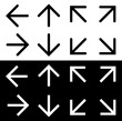 © Olga Tsikarishvili - Arrow icon vector. Up, down, left, right arrow wayfinding icon. Bold arrow navigation sign in trendy flat style isolated on white and black background. editable stroke.