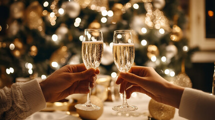 Champagne glasses in a restaurant