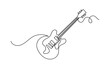 © Thuin_prodesign - Continuous line drawing of bass classical acoustic guitar.Single-line electric Musical instrument concept of logo, guitar icon, and rock. Vector illustration guitar. isolated on white background.