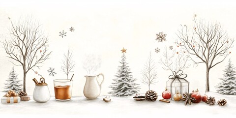 Wall Mural - christmas still life with candle and christmas tree