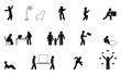 © north100 - stick figure man icon, isolated stickman, people silhouettes, different situations, human gestures and poses