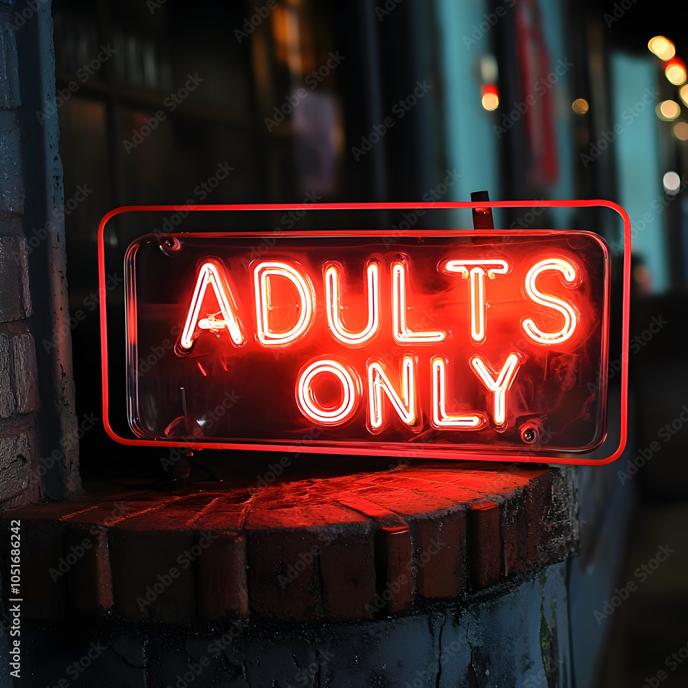 Vintage-Style Adults Only Sign on Brick Wall Stock Photo | Adobe Stock