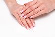 © dina_shuba - wedding french manicure on square nails on white background close up