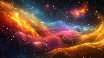 Wall Mural - Dreamlike realm with colorful stars and gentle cosmic waves.