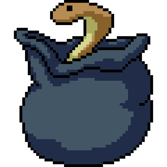 pixel art of snake in bag