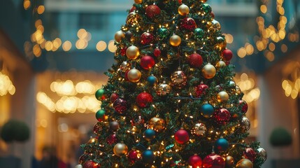 Majestic Christmas Tree with Vibrant Ornaments