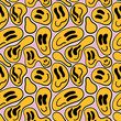 © Nadia - Various melting smileys. Lava lamp, water drops, drug trip style. Hand drawn abstract seamless pattern.