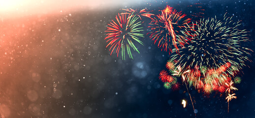Wall Mural - fireworks with abstract bokeh background