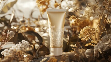 A cream tube mockup displayed in a close-up view, showing detailed textures and a soft matte finish, ideal for promoting skincare products.