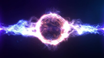 Wall Mural - abstract surreal blue energy particle animation, colorful motion graphic background, 4k loop