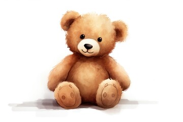 Cute bear toy white background.