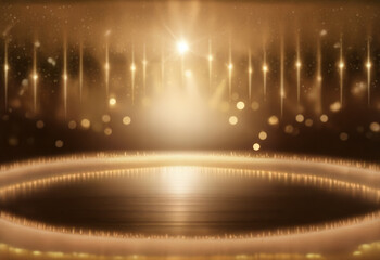 Wall Mural - a glowing circular stage with a spotlight shining down, creating a dramatic, celebratory atmosphere.