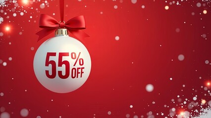 Wall Mural - a discount tag 55 percent off. a 55 percent tag written on the christmas tree bauble, christmas sale
