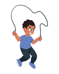 Wall Mural - little boy cartoon with skipping rope