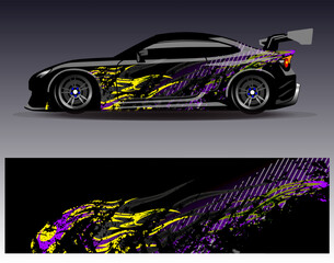 Car wrap design vector. Graphic abstract stripe racing background designs for vehicle, rally, race, adventure and car racing livery