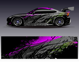 Car wrap design vector. Graphic abstract stripe racing background designs for vehicle, rally, race, adventure and car racing livery