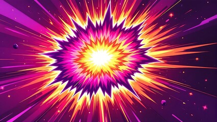 Wall Mural - a vibrant, colorful explosion with a bright center and radiating spikes of yellow, orange, pink, and