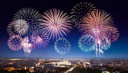 Wall Mural - fireworks over the city, art design