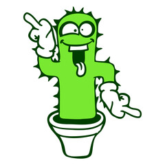 Funny Face Cactus Happy Crazy Smile Cute Plant Prickly Spines Desert Cacti Garden Plants Nature Lovers Pretty Beautiful Pot Flower Little Hobby Gardeners Love Gardening Cute Cool Drawing Comic Cartoon