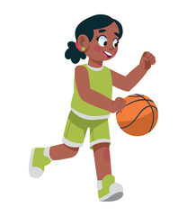 Wall Mural - girl practicing basketball