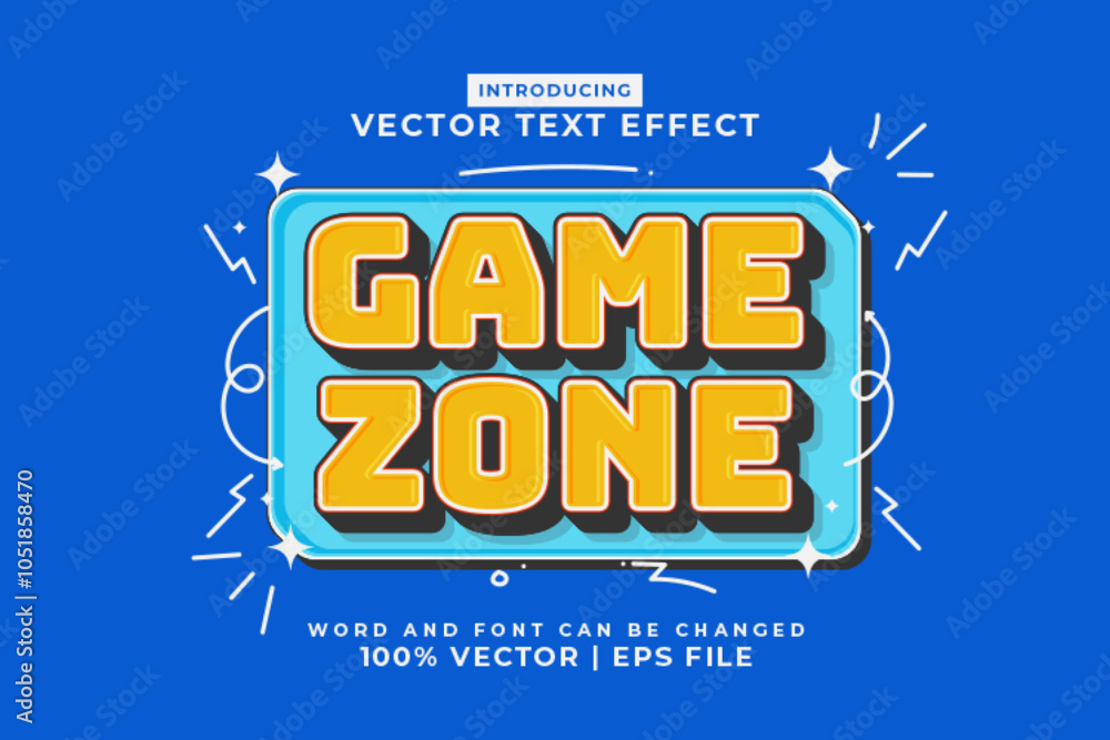 Editable text effect Game Zone 3d cartoon template style premium vector ...