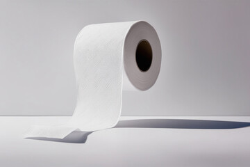 Toilet paper on white background with beautiful light