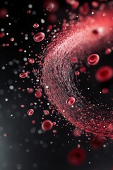 A close up of red blood cells in a swirling pattern