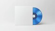 © Face Off Design - A blue vinyl record mock up, a blue inner label, plain, blank, white sleeve on a white backdrop