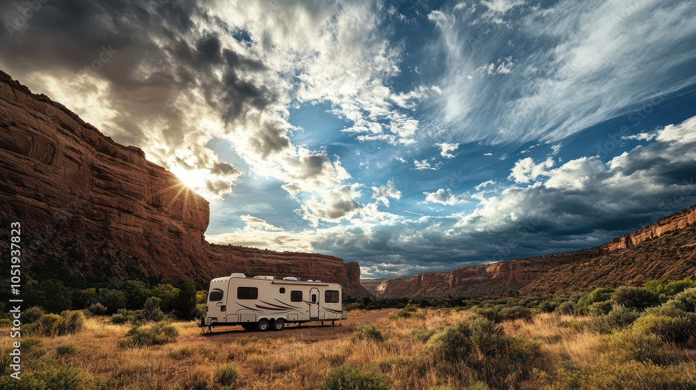 Fifth-Wheel RV at Canyon de Chelly: A Dramatic Capture of Red Rocks ...