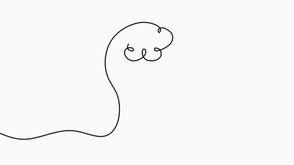 Wall Mural - head with brain continuous line drawing animation. mental health concept animated video.