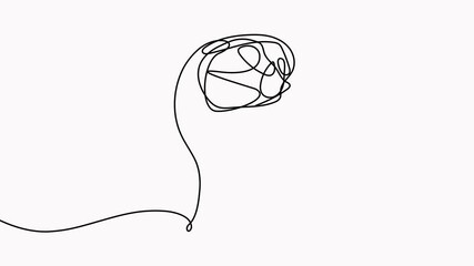 Wall Mural - head with mess line inside continuous line drawing. mental health concept animated video.