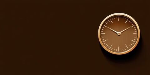 Canvas Print - A minimalist wall clock with a brown background, emphasizing time and simplicity.