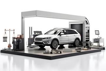 Canvas Print - service bay car vehicle wheel.