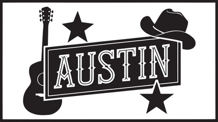 Canvas Print - Austin Typography Vector Design