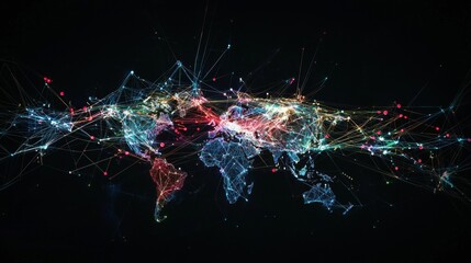 Wall Mural - an abstract representation of global artificial intelligence networks, linking innovation hubs and r