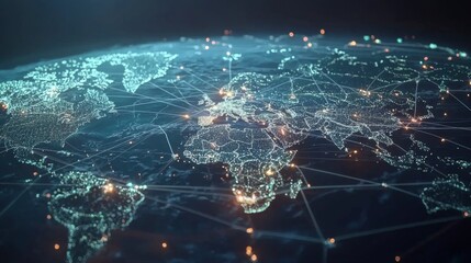 Wall Mural - a visual concept of an interconnected global network of smart grids, powering cities across continen