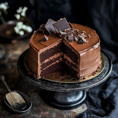 Wall Mural - chocolate cake on a plate