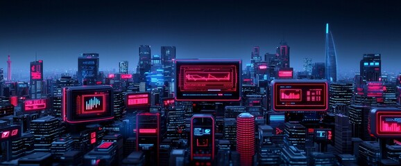 Poster - Conceptual design for the smart city and abstract dots with gradient lines and graceful wave lines, big data connection.