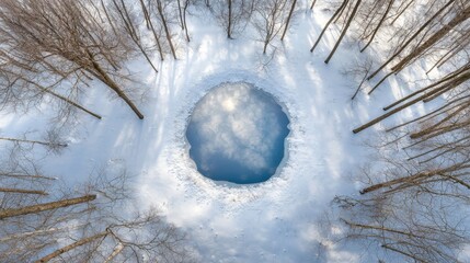 Poster - АEastern view of beautiful Finnish winter landscape. Rhime ice and hoar frost cover trees around beautiful lake.